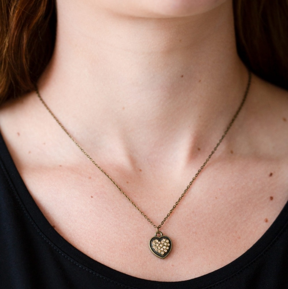 "Fierce Flirt" - Brass Necklace -Topaz Rhinestones